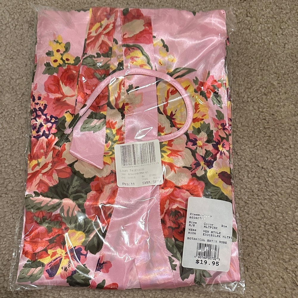 Floral Pink Satin Robe